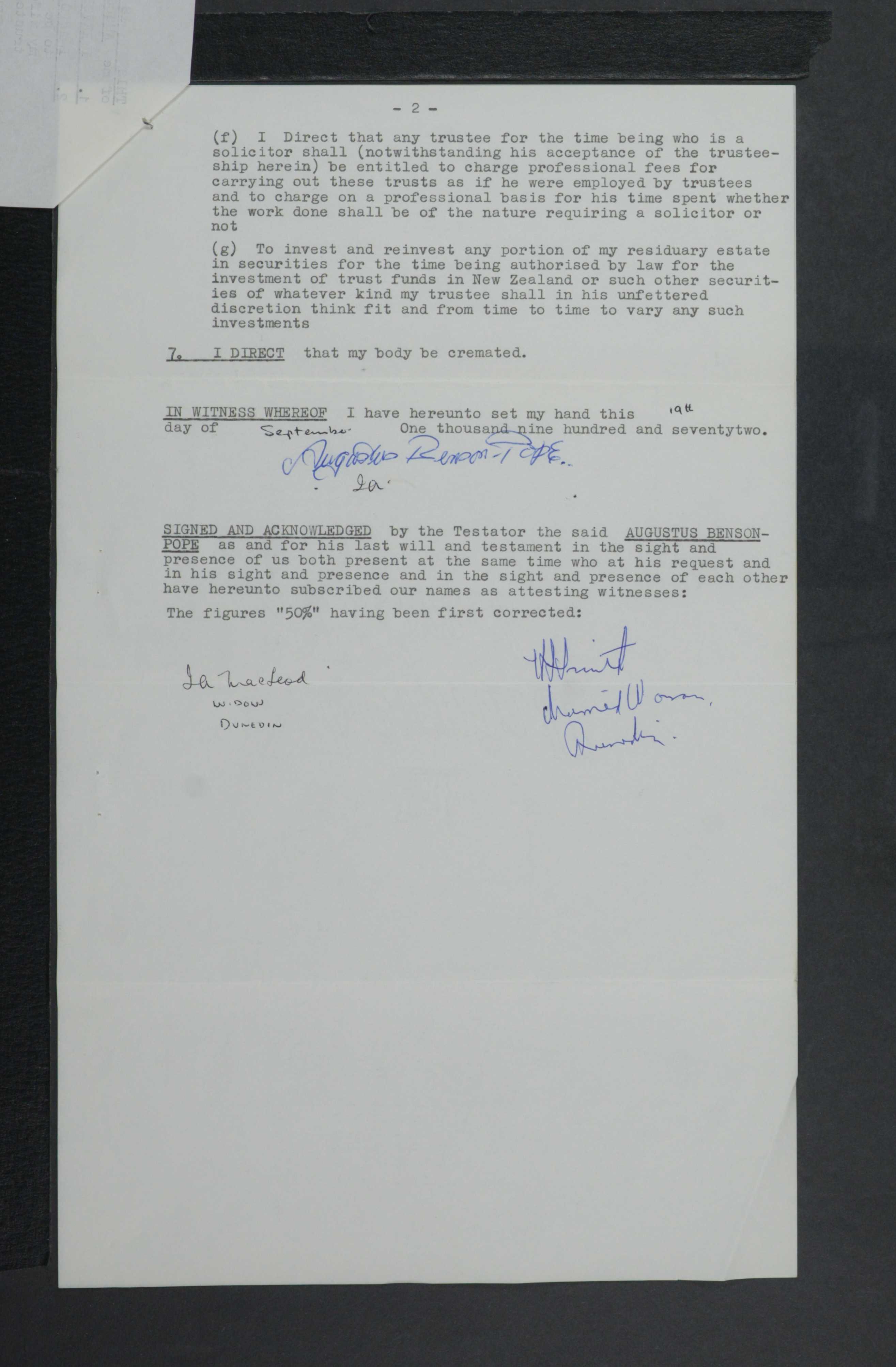 Augustus Benson-Pope’s estate papers, image 3 of 12