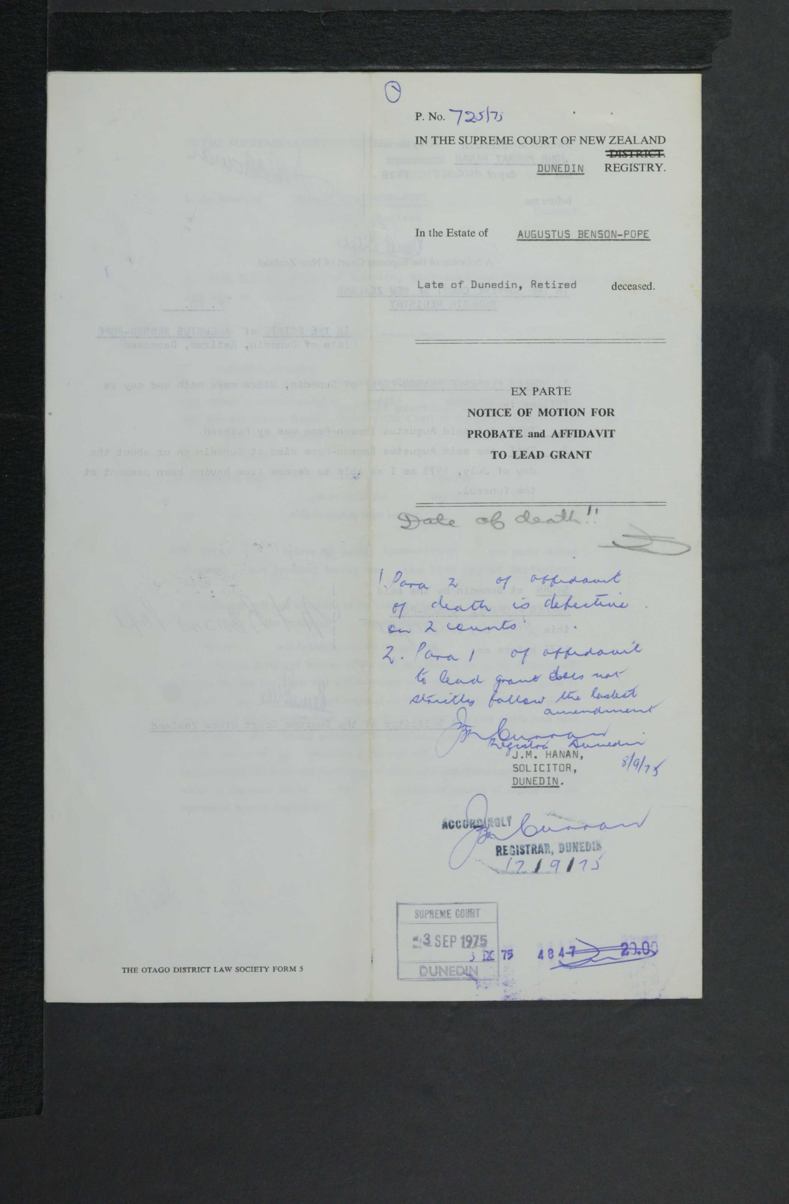 Augustus Benson-Pope’s estate papers, image 4 of 12