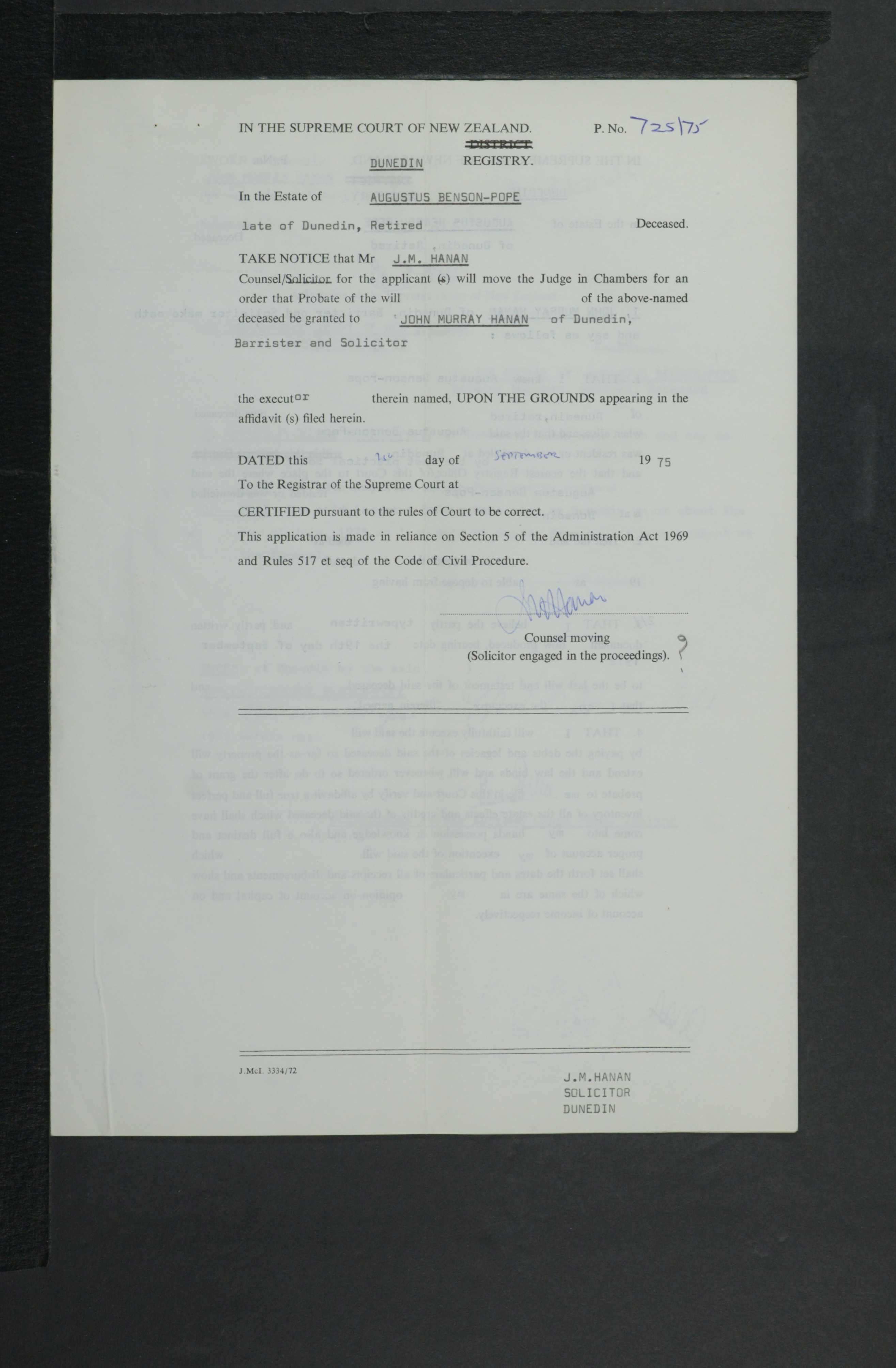 Augustus Benson-Pope’s estate papers, image 5 of 12