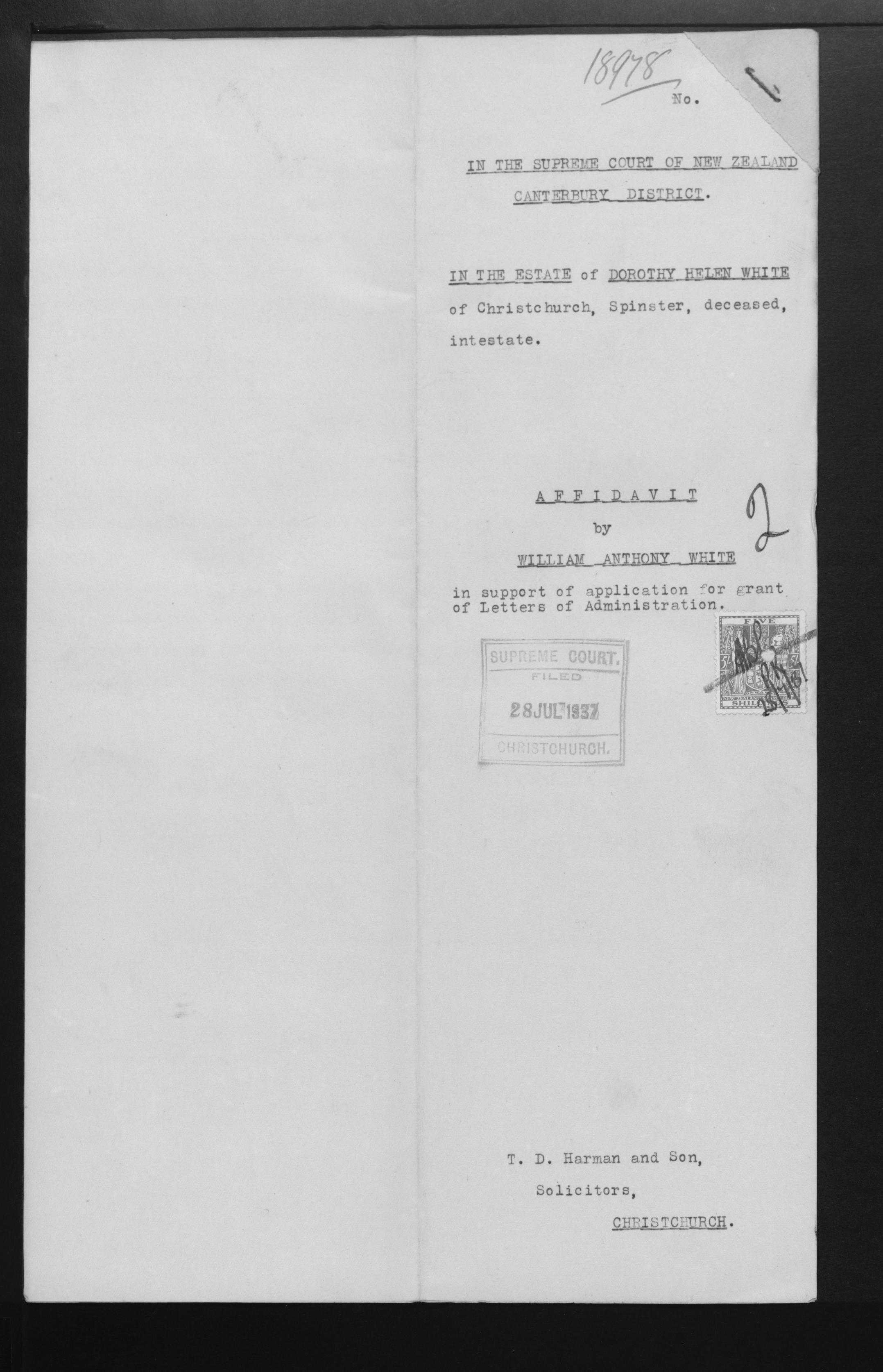 Dorothy Helen White’s estate papers, image 5 of 14