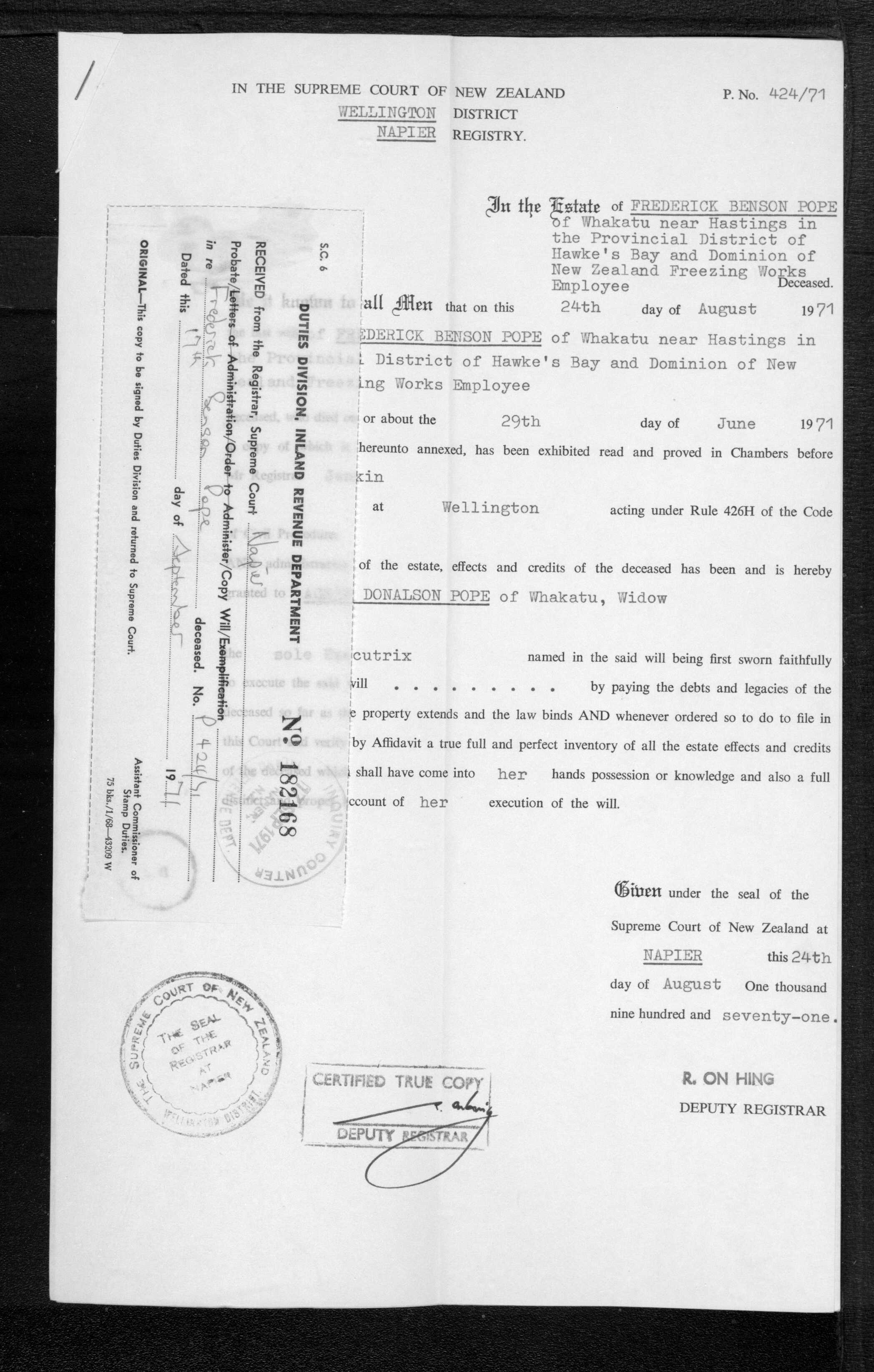 Frederick Benson Pope’s estate papers, image 7 of 8
