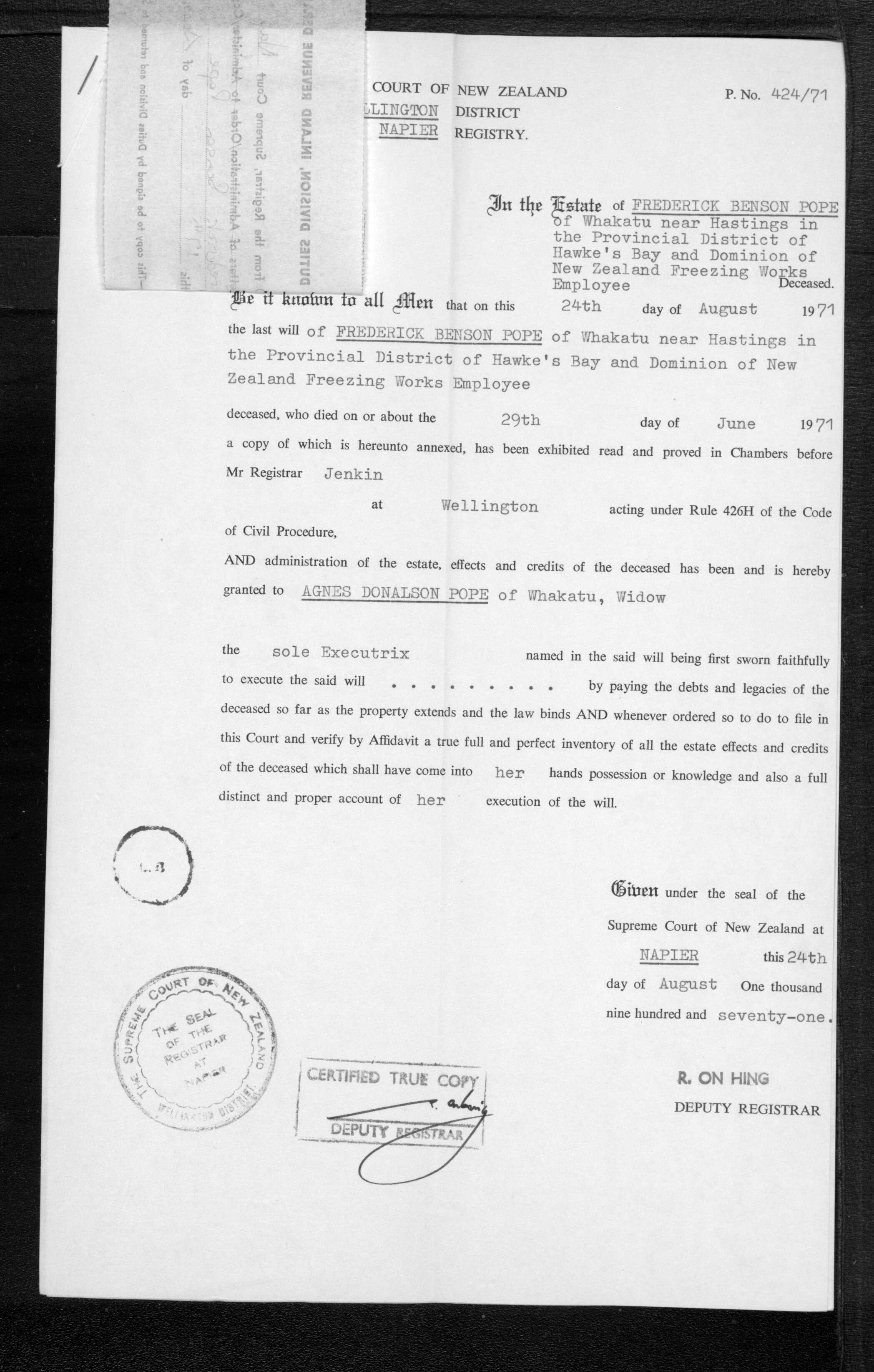 Frederick Benson Pope’s estate papers, image 8 of 8