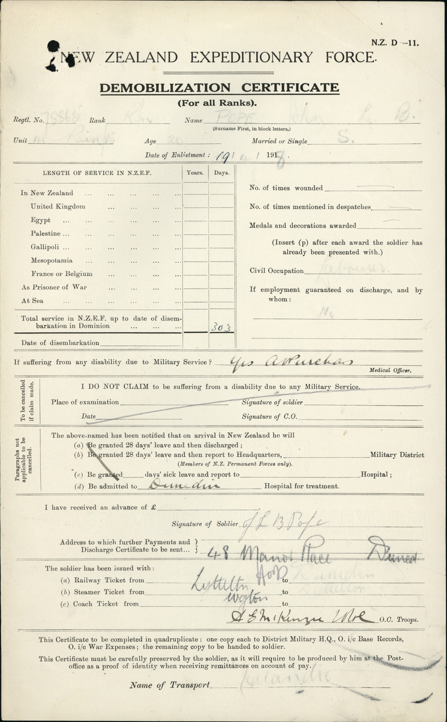 J. L. B. Pope’s second military file, image 3 of 32