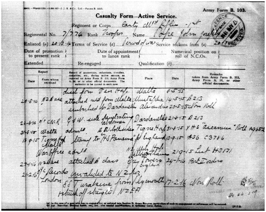 John Joseph Pope military file, image 13 of 25