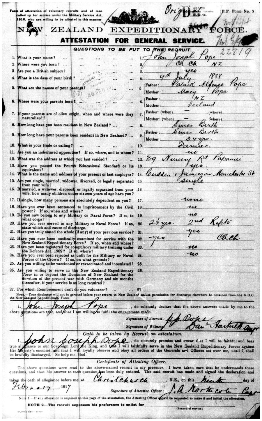 John Joseph Pope military file, image 18 of 25