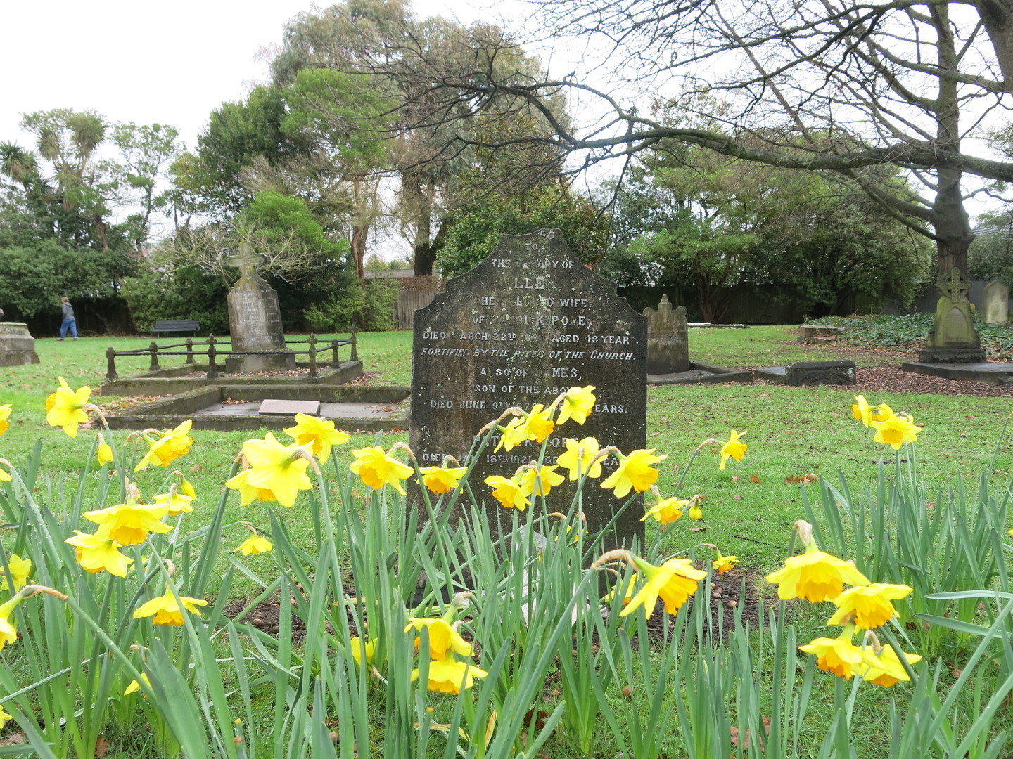 Pope family headstone at Barbadoes Street Cemetery, photographed in 2021